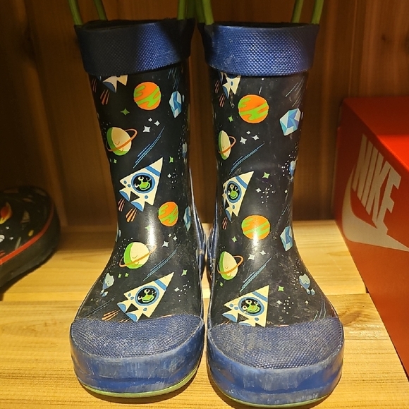 Kamik Cosmic Kids Rain Boots - Blue and Multicolor - Picture 1 of 4
